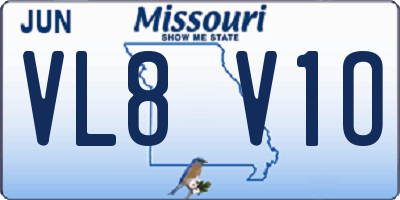 MO license plate VL8V1O
