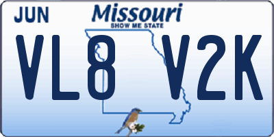 MO license plate VL8V2K