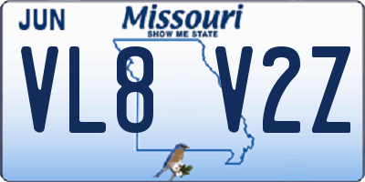 MO license plate VL8V2Z