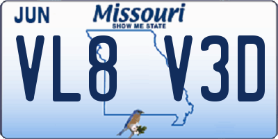 MO license plate VL8V3D