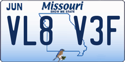 MO license plate VL8V3F
