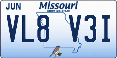 MO license plate VL8V3I