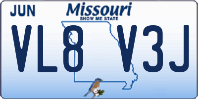 MO license plate VL8V3J