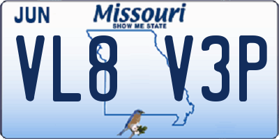 MO license plate VL8V3P