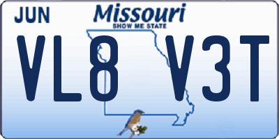 MO license plate VL8V3T