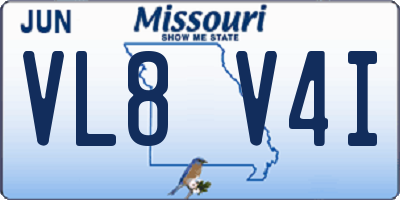 MO license plate VL8V4I