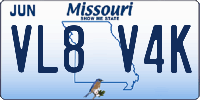 MO license plate VL8V4K