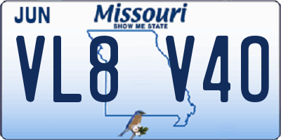 MO license plate VL8V4O