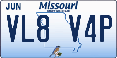 MO license plate VL8V4P
