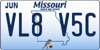 MO license plate VL8V5C