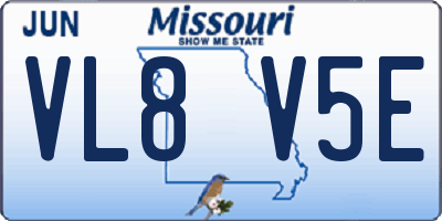 MO license plate VL8V5E