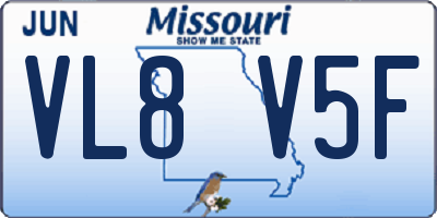 MO license plate VL8V5F