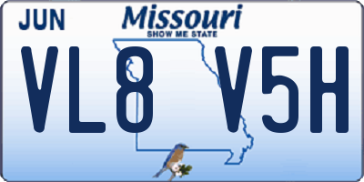 MO license plate VL8V5H
