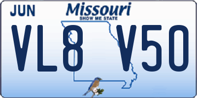MO license plate VL8V5O