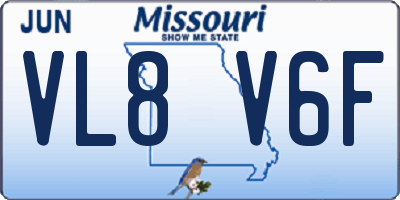 MO license plate VL8V6F