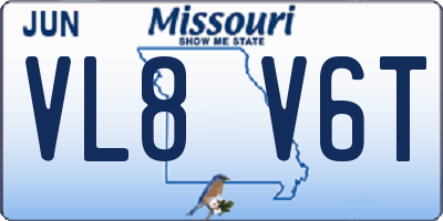 MO license plate VL8V6T