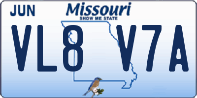 MO license plate VL8V7A
