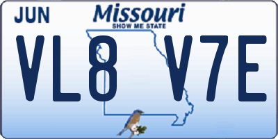 MO license plate VL8V7E
