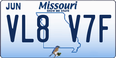 MO license plate VL8V7F