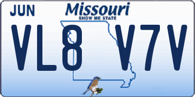 MO license plate VL8V7V