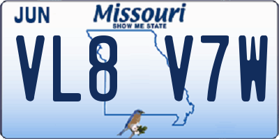MO license plate VL8V7W