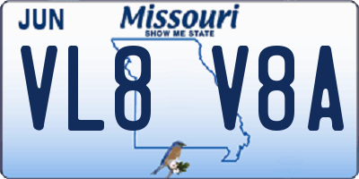 MO license plate VL8V8A