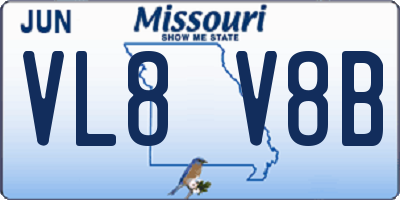 MO license plate VL8V8B