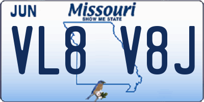 MO license plate VL8V8J
