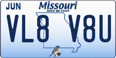 MO license plate VL8V8U