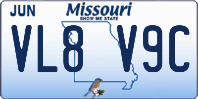 MO license plate VL8V9C