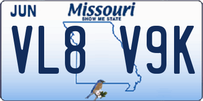 MO license plate VL8V9K
