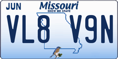 MO license plate VL8V9N