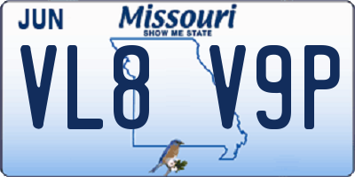 MO license plate VL8V9P
