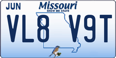 MO license plate VL8V9T