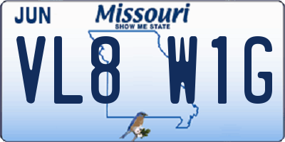 MO license plate VL8W1G