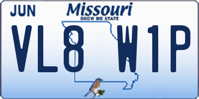 MO license plate VL8W1P