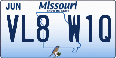 MO license plate VL8W1Q