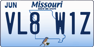 MO license plate VL8W1Z