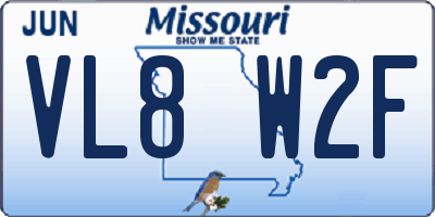 MO license plate VL8W2F