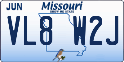 MO license plate VL8W2J