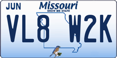 MO license plate VL8W2K
