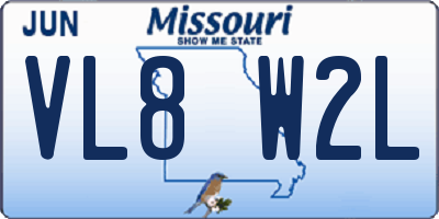 MO license plate VL8W2L