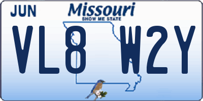 MO license plate VL8W2Y