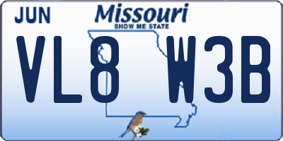 MO license plate VL8W3B