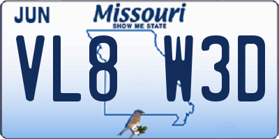 MO license plate VL8W3D