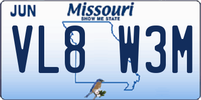 MO license plate VL8W3M