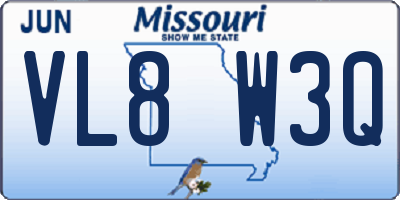 MO license plate VL8W3Q