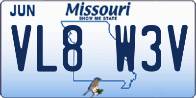 MO license plate VL8W3V