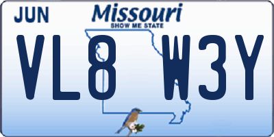 MO license plate VL8W3Y