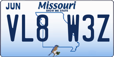 MO license plate VL8W3Z